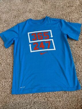 Nike Blue Short-Sleeve '365/247' Graphic Tee with Red Accents